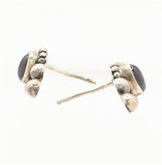 Almandine Garnet Silver-Stone Stud Earrings 925 3.4g